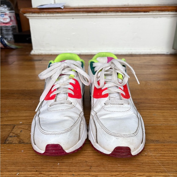 Nike White Sneakers with Neon Lime, Red, Teal & Magenta Accents - Picture 5 of 5